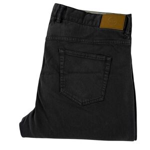 Men's Black Slim Fit Jeans - Leather Patch Waistband